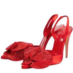 Magda Butrym Sparkling Red Rose Applique Pumps Size EU 38 / US 6